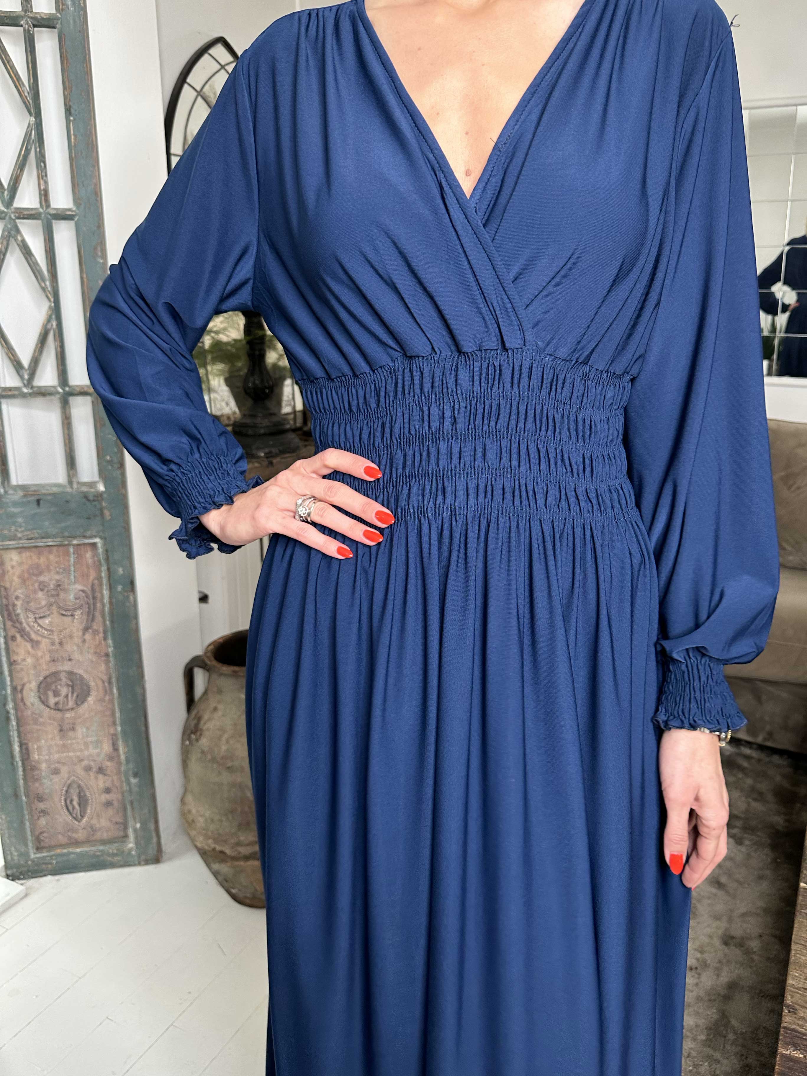 Pams Plain L/S - Elastisk klänning med smock och långa ärmar